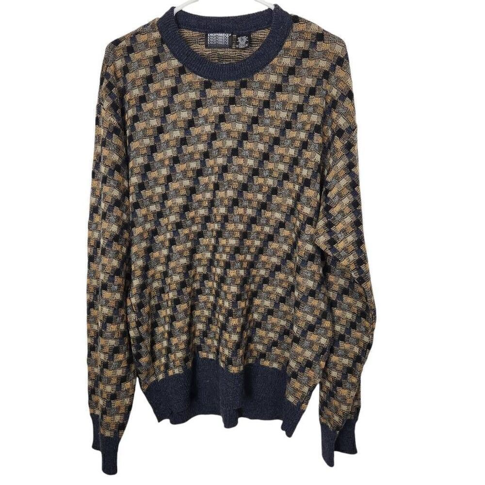 Knightsbridge wool blend‎ sweater checkered pattern XL